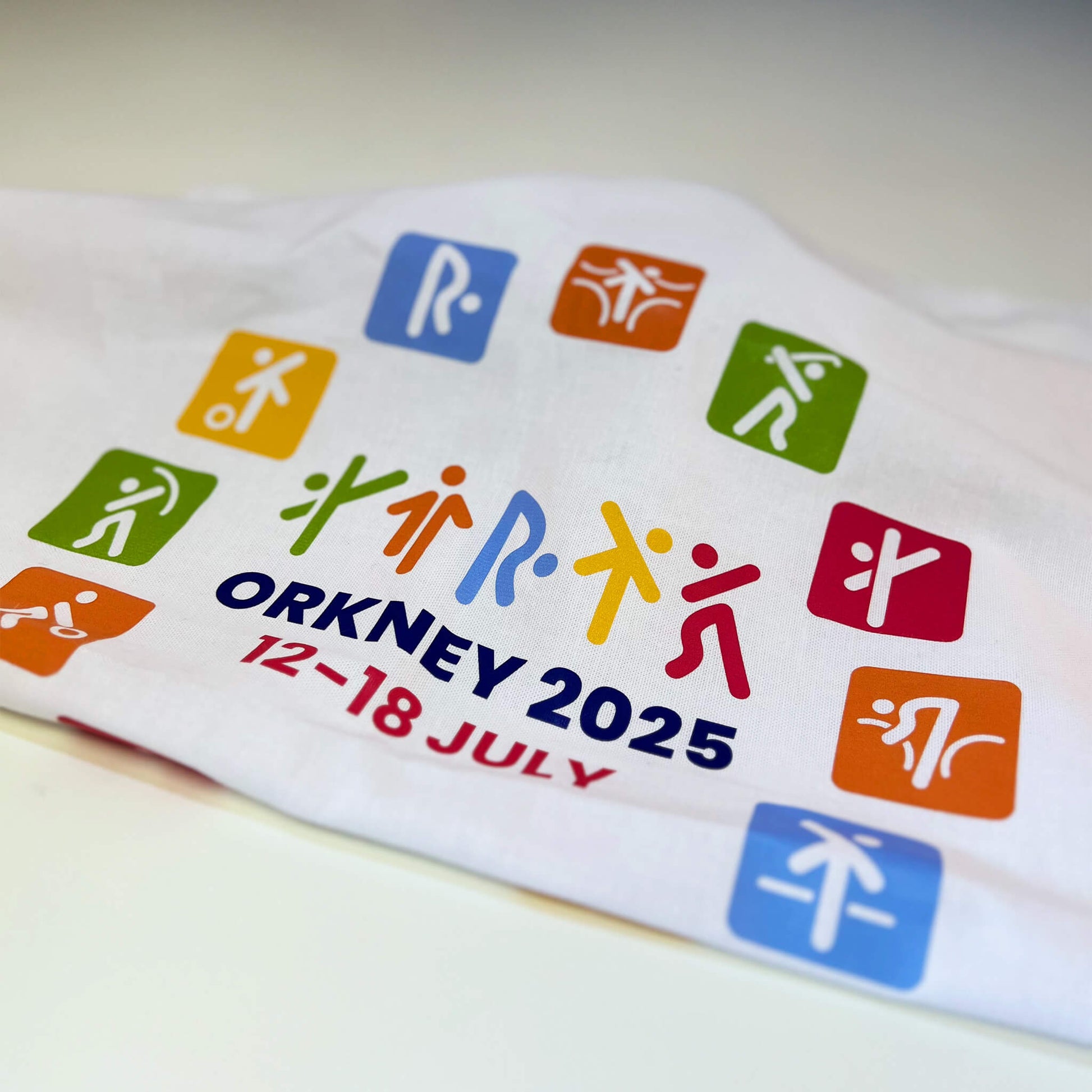 Event Tea Towel  - Design Close up - White - Orkney 2025 Island Games